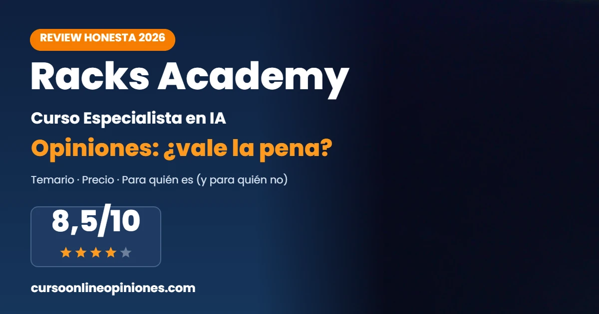 Opiniones Racks Academy 2026: review del curso Especialista en IA, 8,5 sobre 10